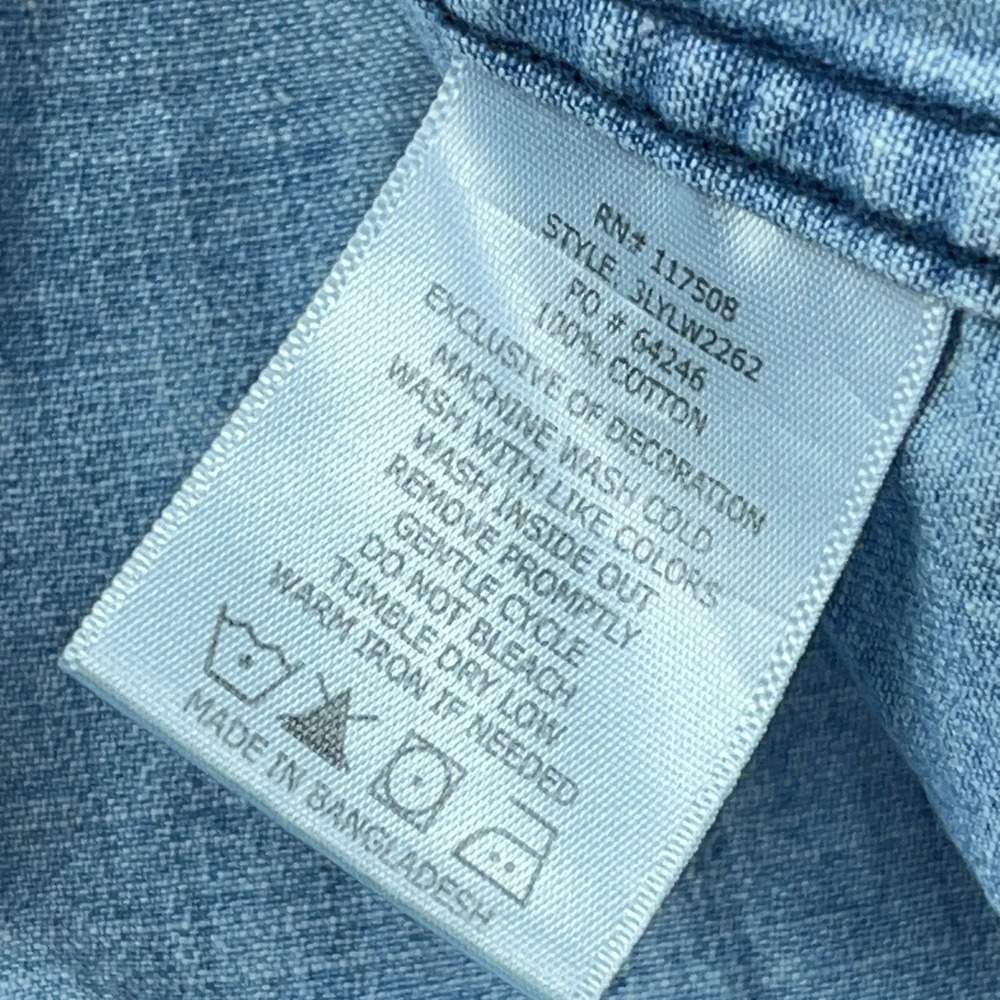 Levis Denim Shirt Men Large Light Blue Pearl Snap Western Yoke Jean Cowboy - Picture 5 of 10